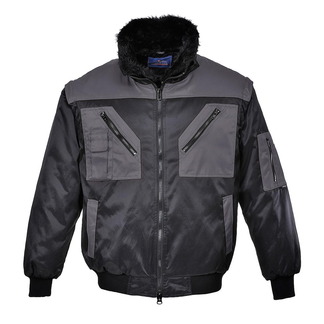 Two Tone Pilot Jacket - Black/Grey