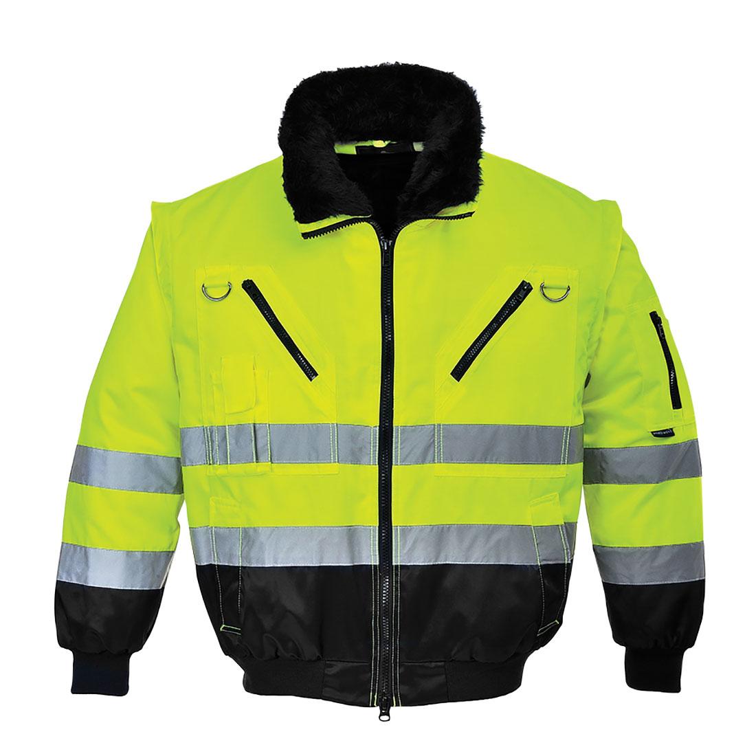 Hi-Vis 3-in-1 Contrast Pilot Jacket - Yellow/Black