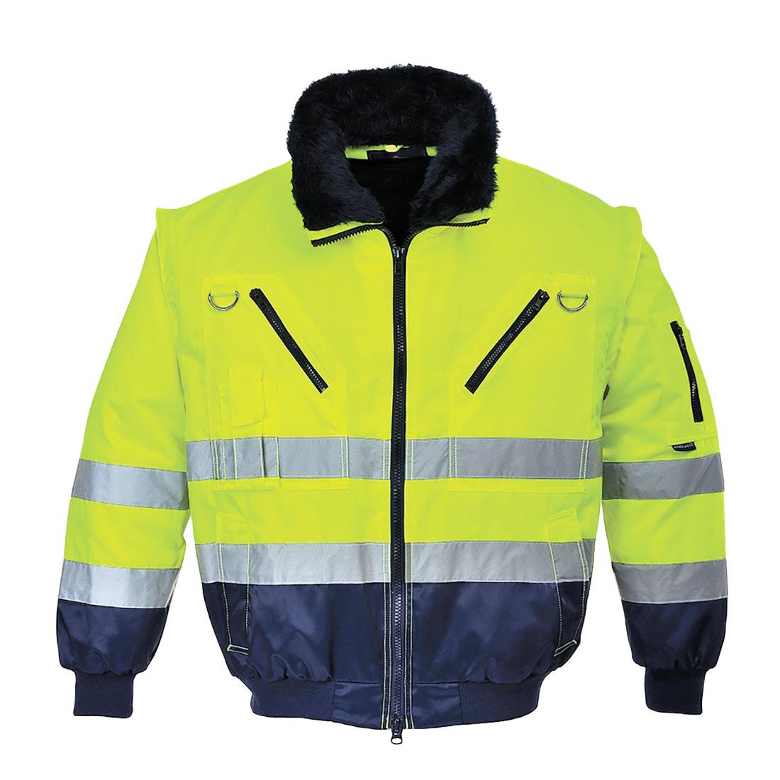 Hi-Vis 3-in-1 Contrast Pilot Jacket - Yellow/Navy