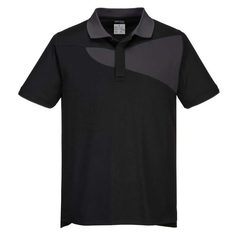 PW2 Cotton Comfort Polo Shirt S/S - Black/Zoom Grey