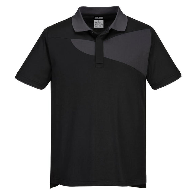 PW2 Cotton Comfort Polo Shirt S/S - Black/Zoom Grey