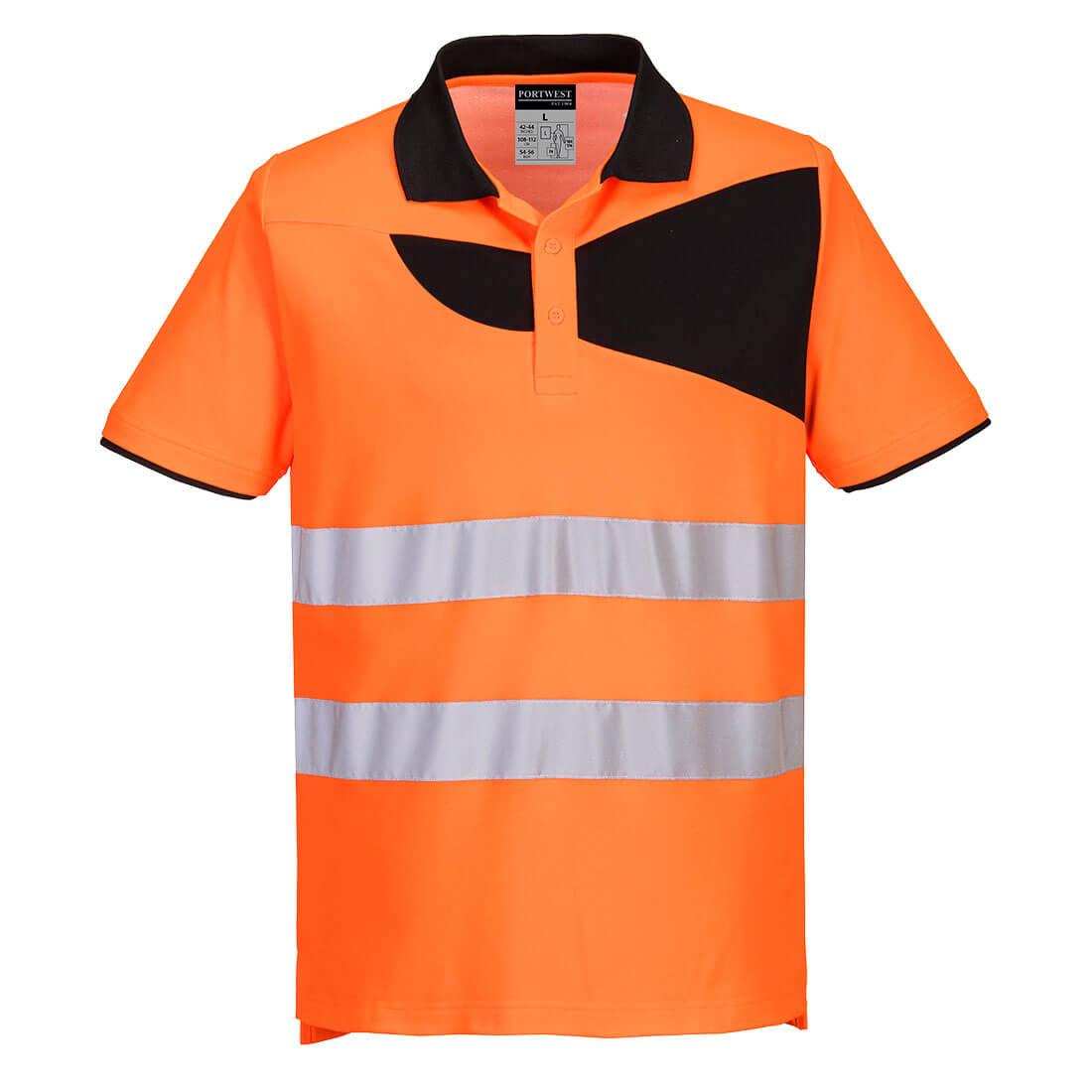 PW2 Hi-Vis Cotton Comfort Polo Shirt S/S - Orange/Black