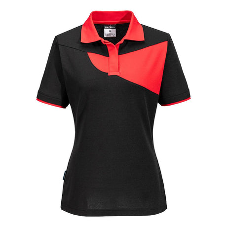 PW2 Women's Polo Shirt S/S - Black/Red