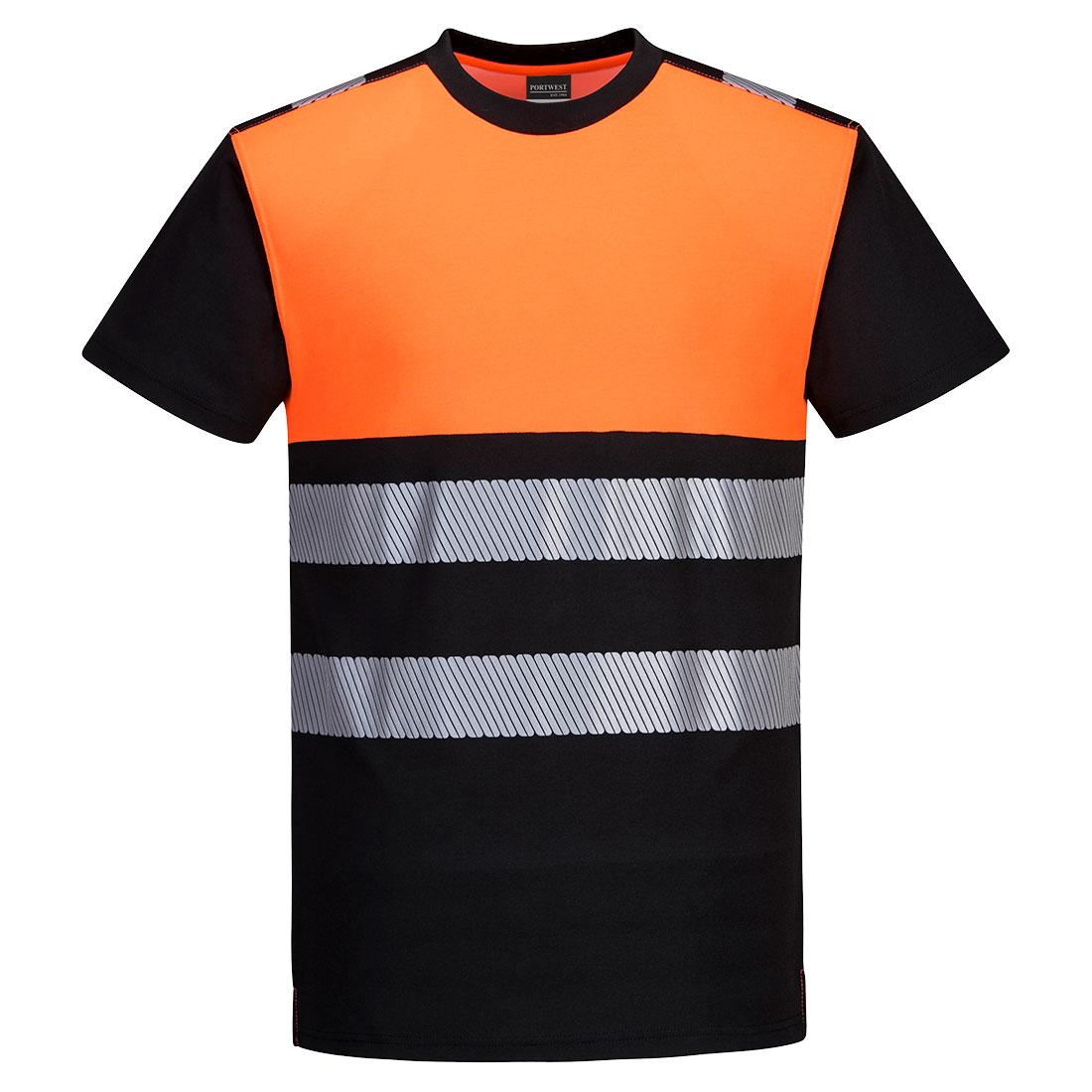 PW3 Hi-Vis Cotton Comfort Class 1 T-Shirt S/S - Black/Orange