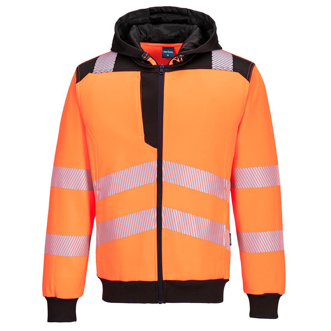PW3 Hi-Vis Zip Hoodie - Orange/Black
