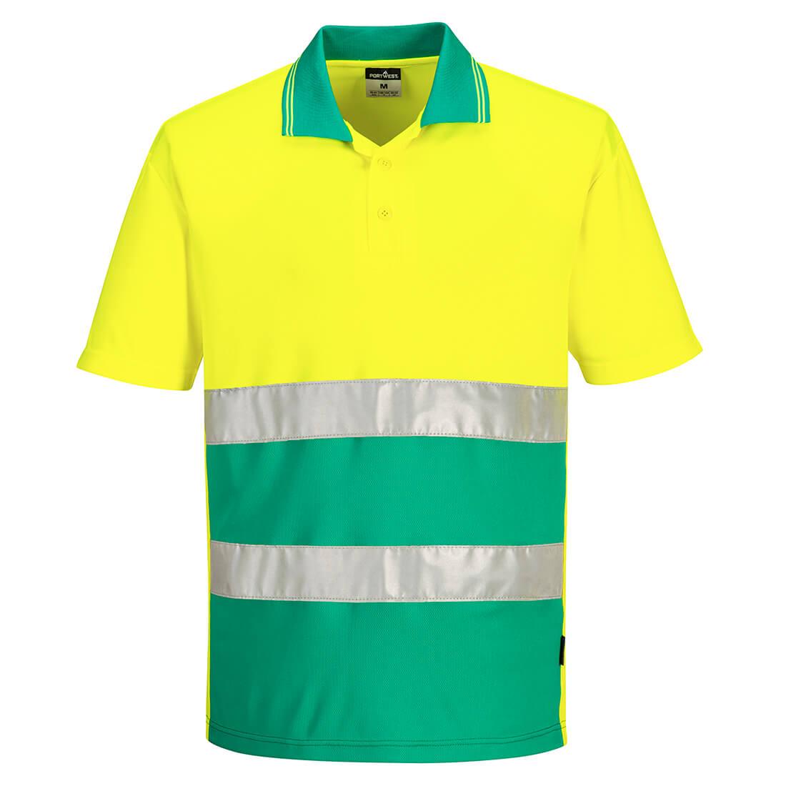 Hi-Vis Lightweight Contrast Polo Shirt S/S - Yellow/Teal