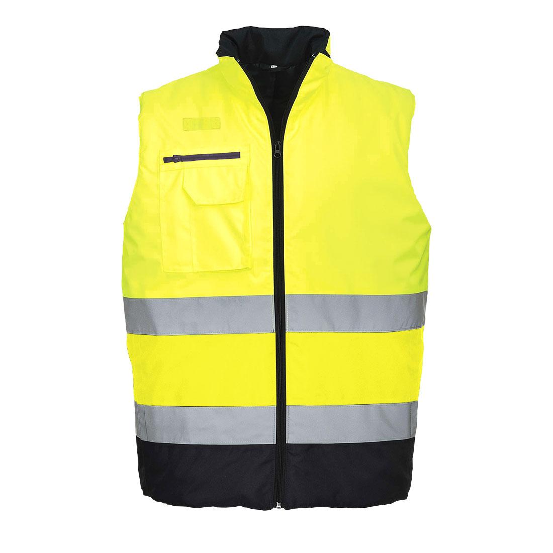 Hi-Vis Contrast Bodywarmer - Yellow/Navy
