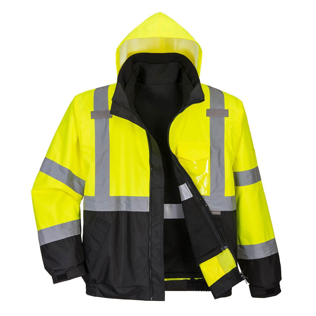Hi-Vis 3-in-1 Contrast Premium Bomber Jacket - Yellow/Black