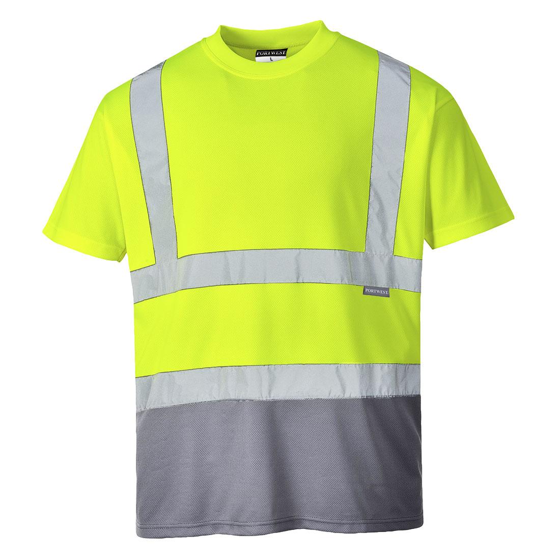 Hi-Vis Contrast T-Shirt S/S - Yellow/Grey