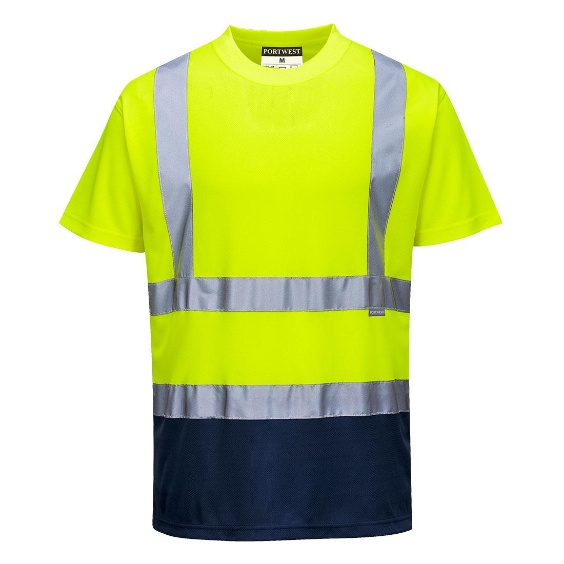 Hi-Vis Contrast T-Shirt S/S - Yellow/Navy
