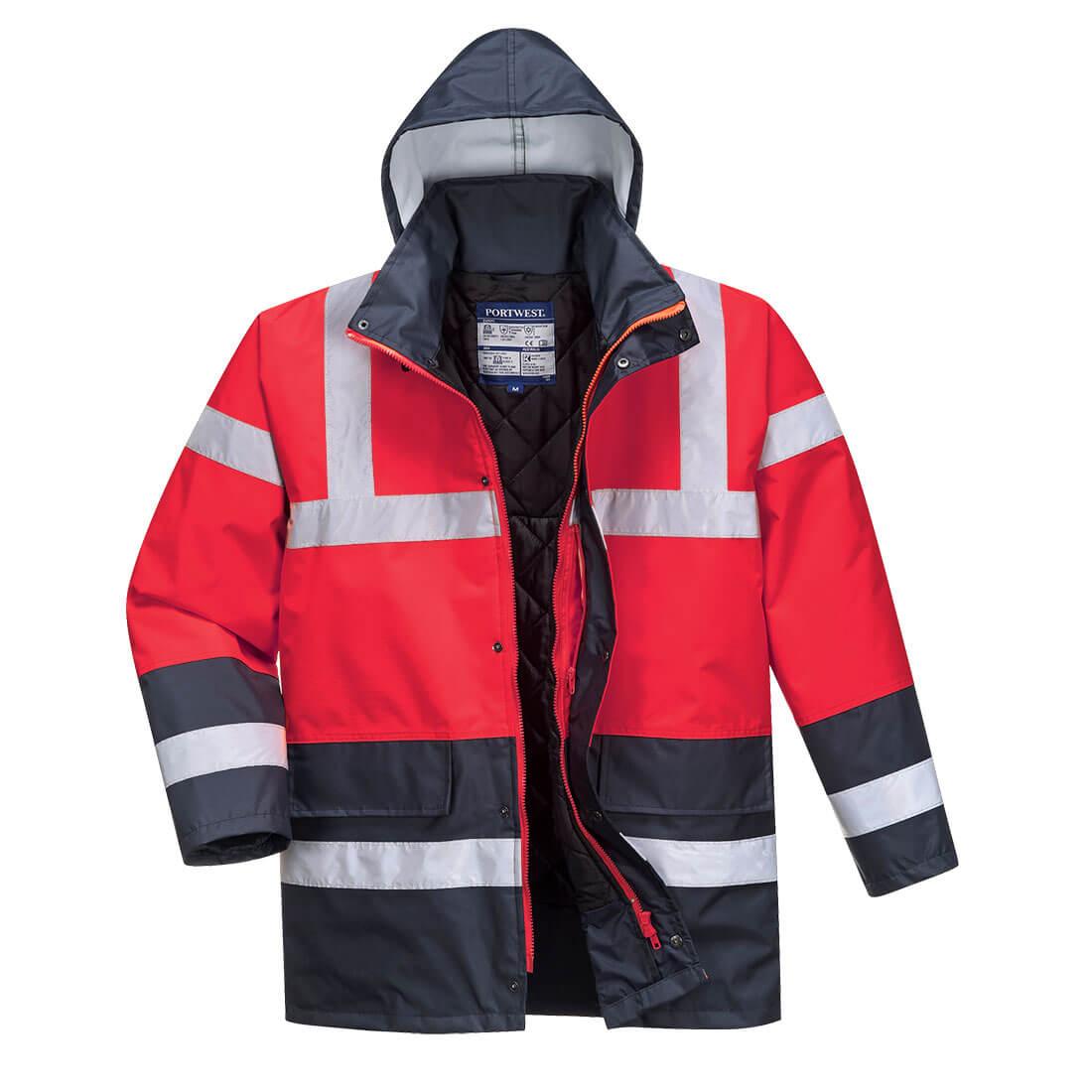 Hi-Vis Contrast Winter Traffic Jacket - Red/Navy