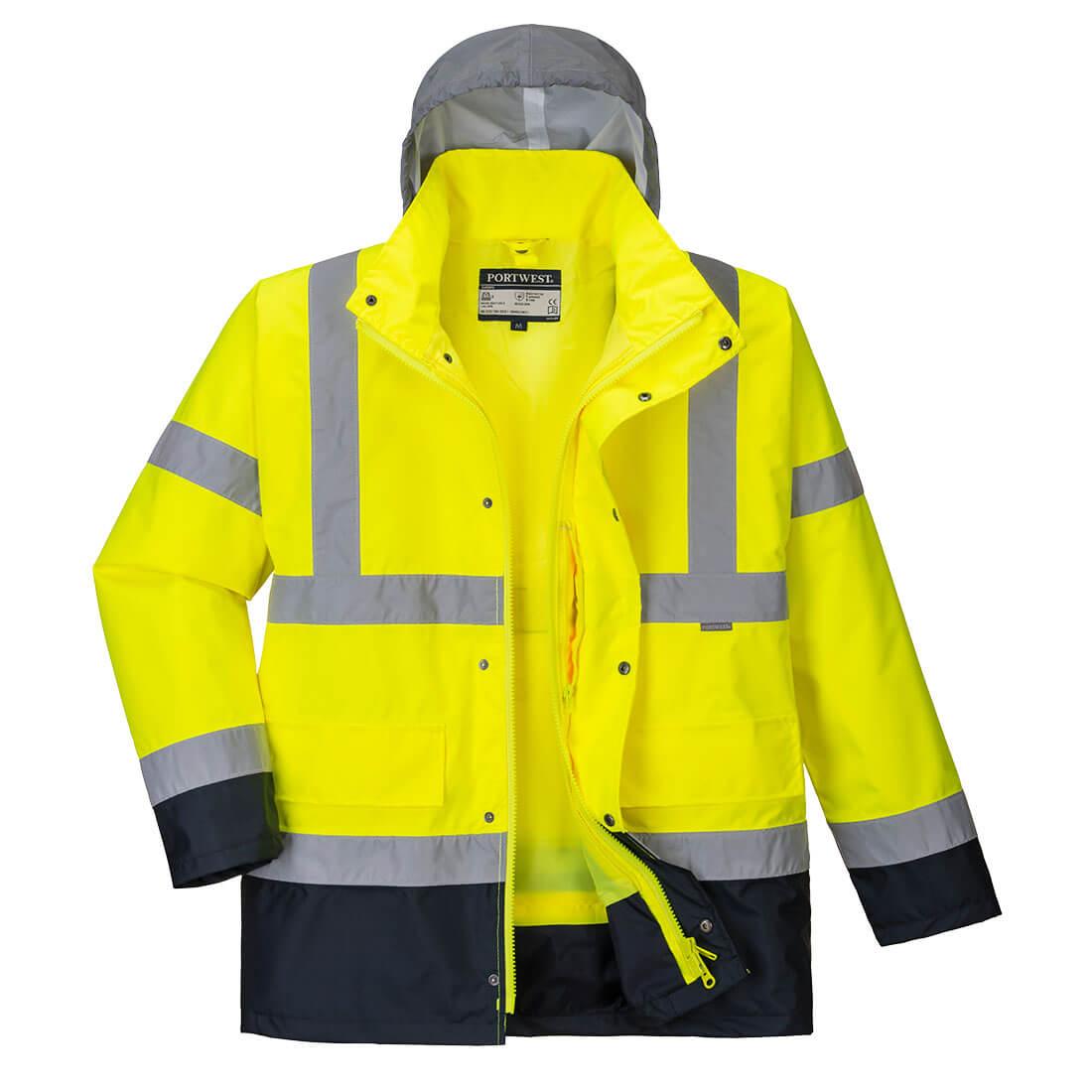 Hi-Vis 4-in-1 Contrast Traffic Jacket - Yellow/Navy