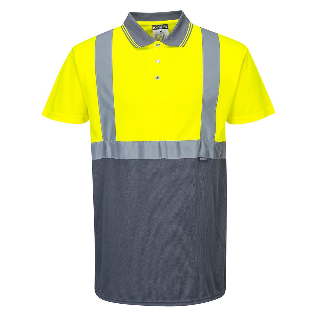Hi-Vis Contrast Polo Shirt S/S - Yellow/Grey