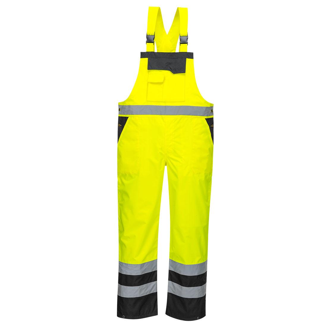 Hi-Vis Breathable Contrast Rain Bib and Brace - Yellow/Black