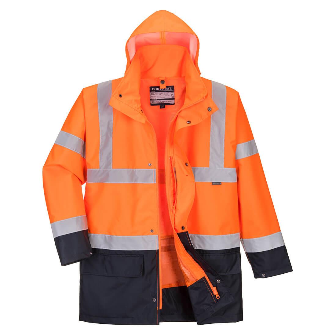 Hi-Vis 5-in-1 Contrast Essential Jacket - Orange/Navy