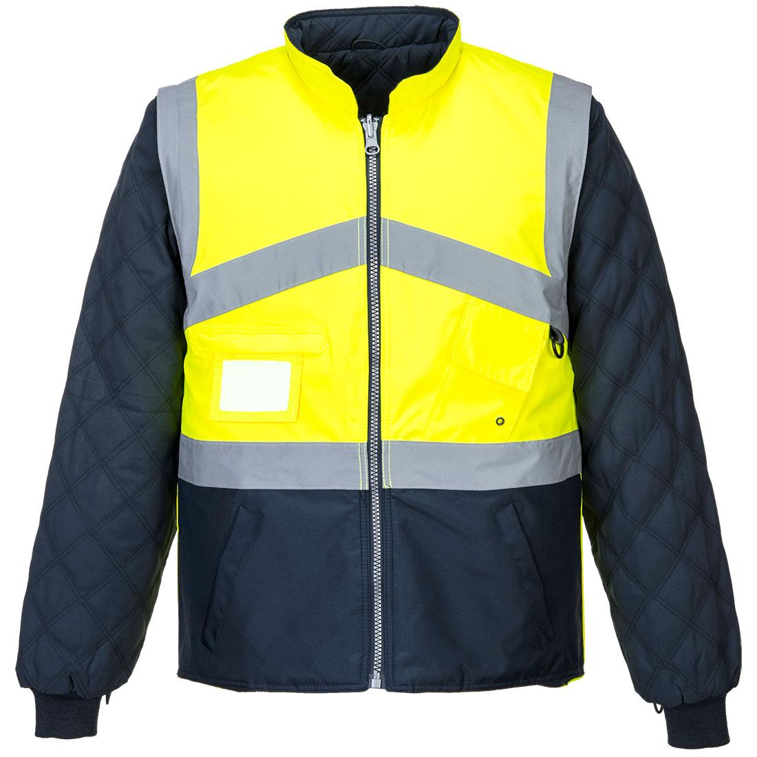 Hi-Vis Breathable 2-in-1 Contrast Reversible Jacket - Yellow/Navy