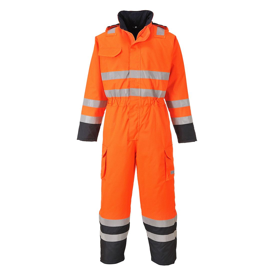 Bizflame Rain Hi-Vis Constrast FR Winter Coverall - Orange/Navy