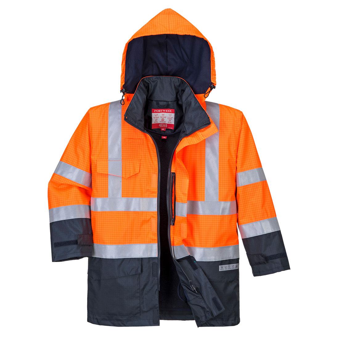 Bizflame Rain Hi-Vis Constrast FR Jacket - Orange/Navy