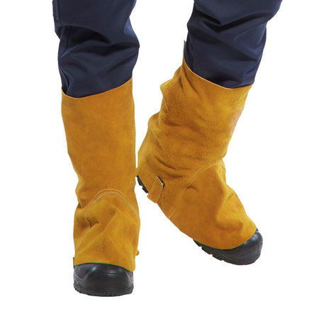 FR Leather Welding Boot Cover - Tan