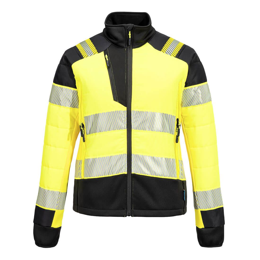 PW3 Hi-Vis Women's Hybrid Baffle Jacket - Yellow/Black