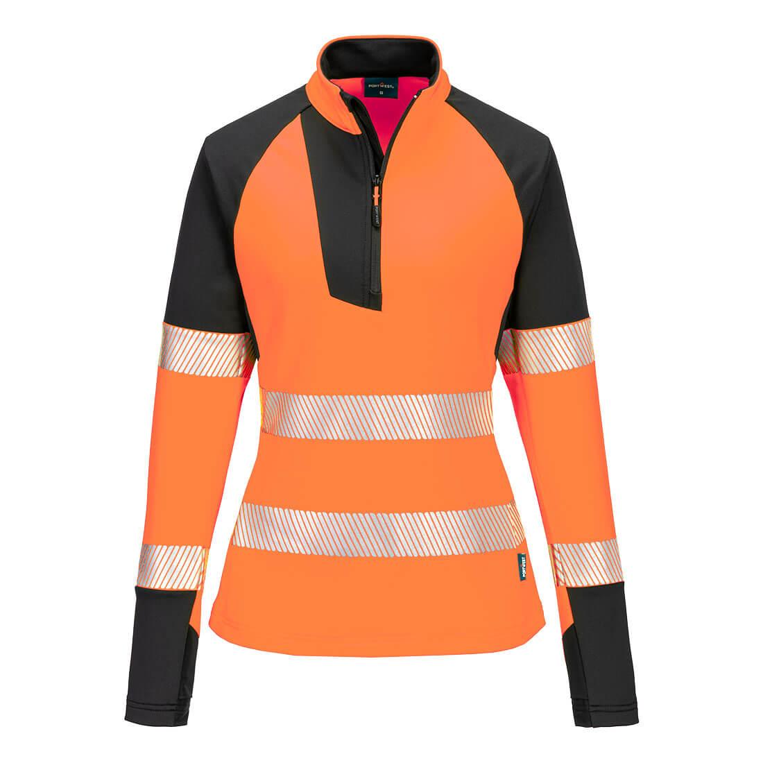 PW3 Hi-Vis Women's 1/4 Zip Sweatshirt - Orange/Black