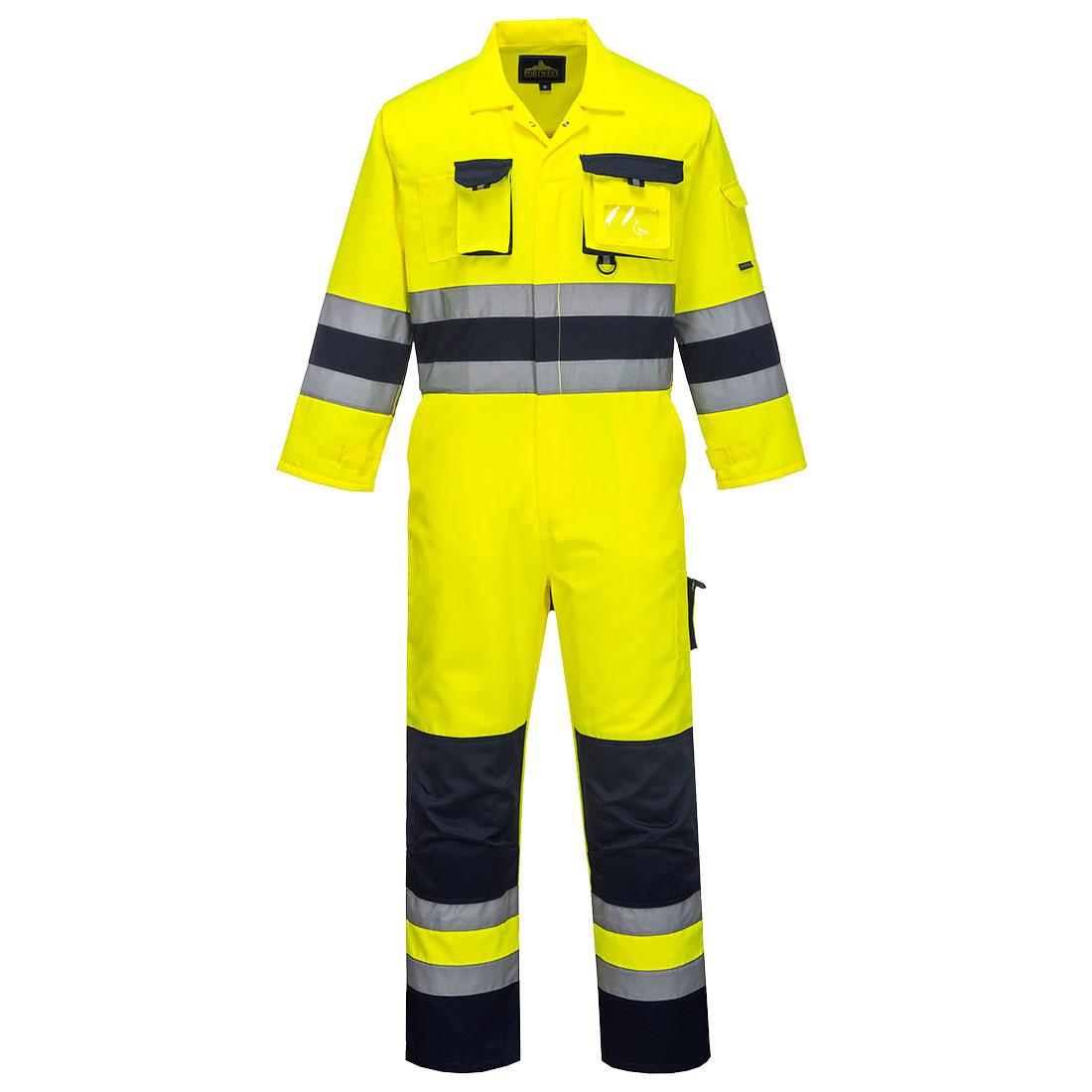 Nantes Hi-Vis Contrast Work Coverall - Yellow/Navy
