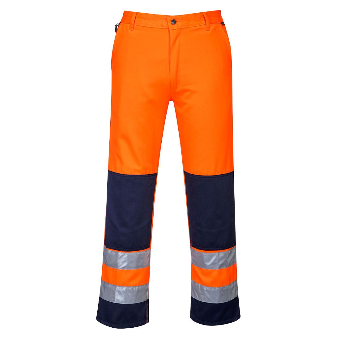 Seville Hi-Vis Contrast Work Trousers - Orange/Navy