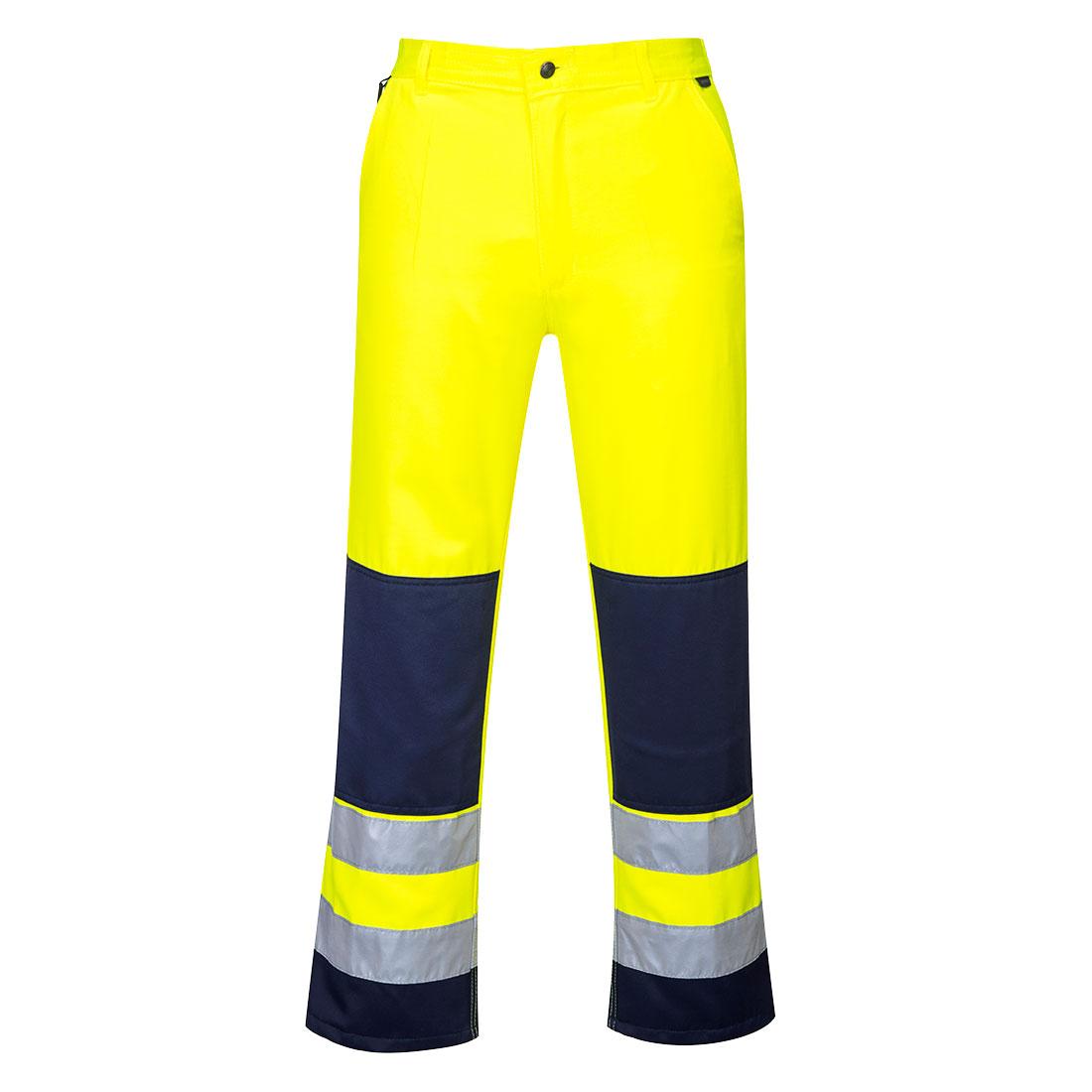 Seville Hi-Vis Contrast Work Trousers - Yellow/Navy