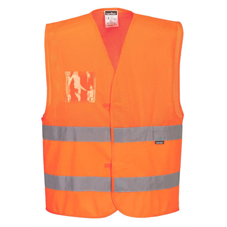 Hi-Vis Half Mesh Two Band Vest - Orange