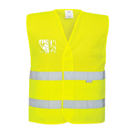 Hi-Vis Half Mesh Two Band Vest - Yellow