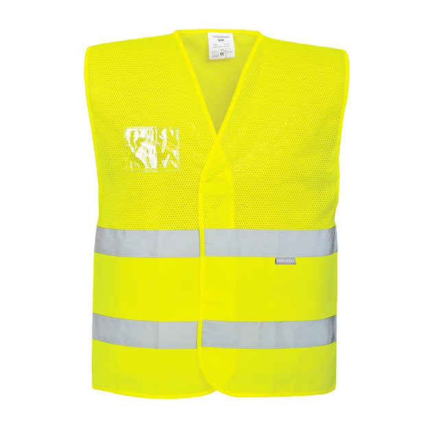 Hi-Vis Half Mesh Two Band Vest - Yellow