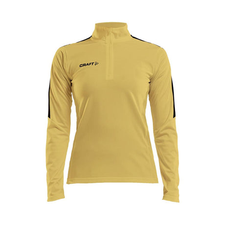 Progress Halfzip Ls Tee W - Yellow/Black - Front