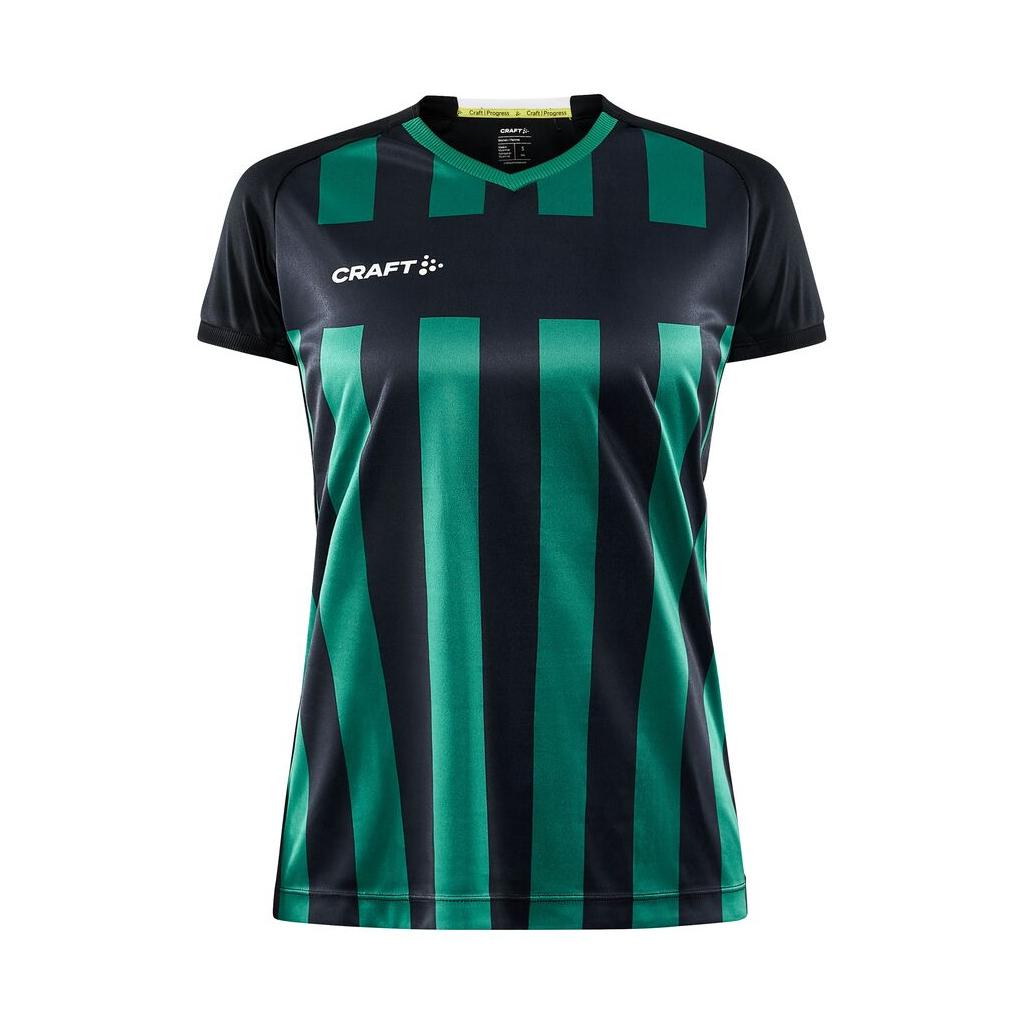 Progress 2.0 Stripe Jersey W - Black/Green - Front