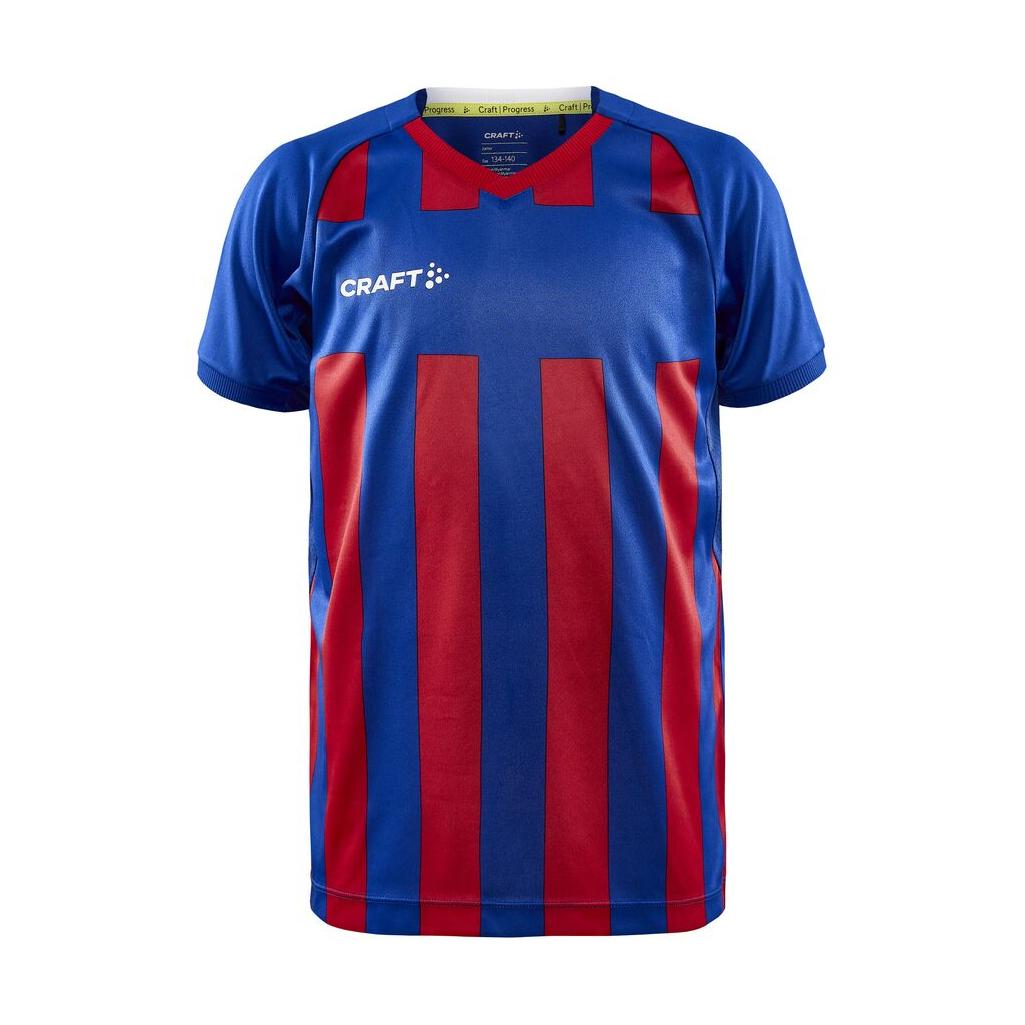 Progress 2.0 Stripe Jersey Jr - Club Cobolt/Bright Red - Front