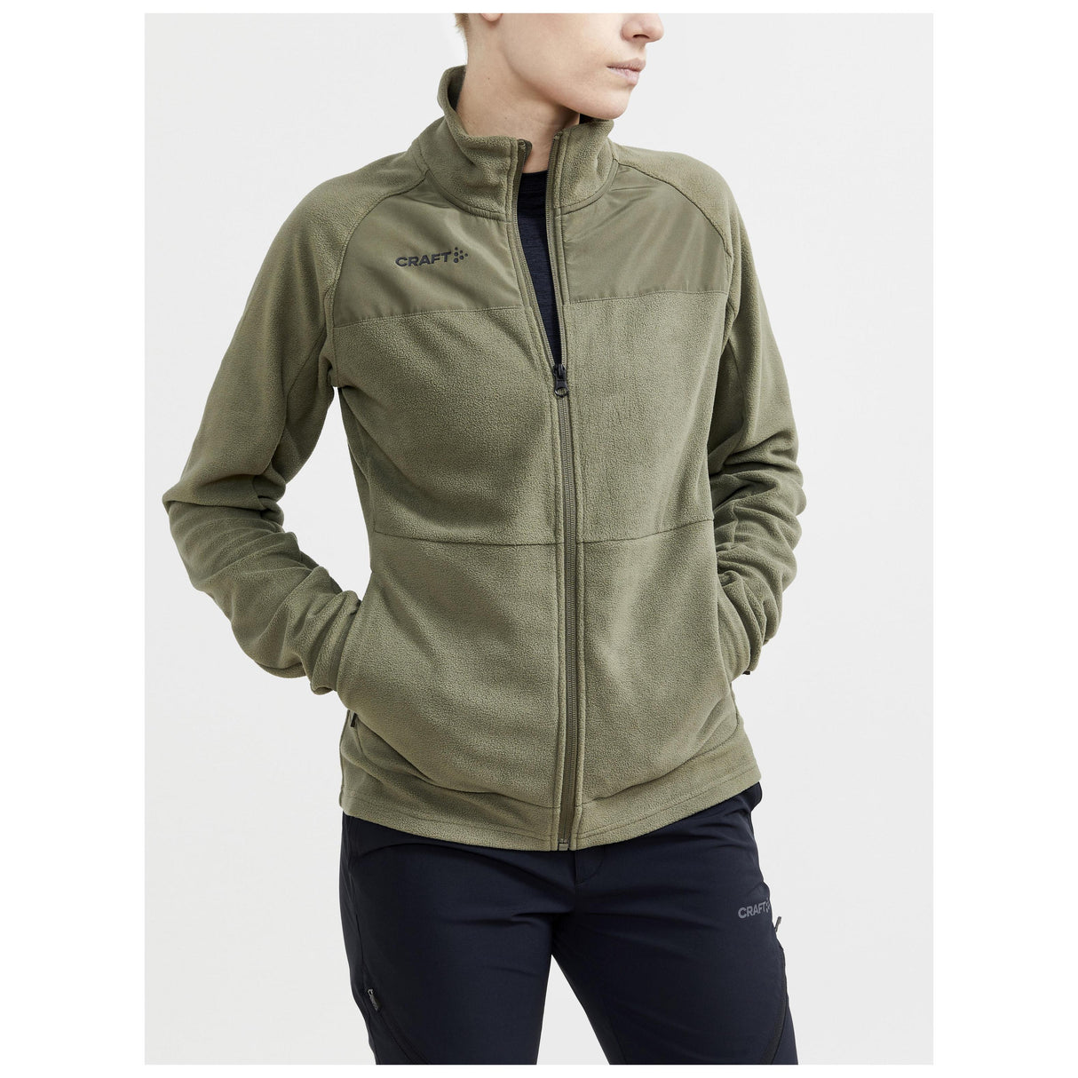 Adv Explore Fleece Midlayer W - Dark Green - Closeup 1