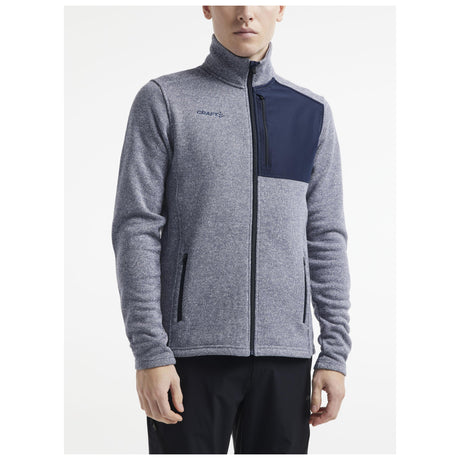 Adv Explore Heavy Fleece Jkt M - Grey Melange - Closeup 1