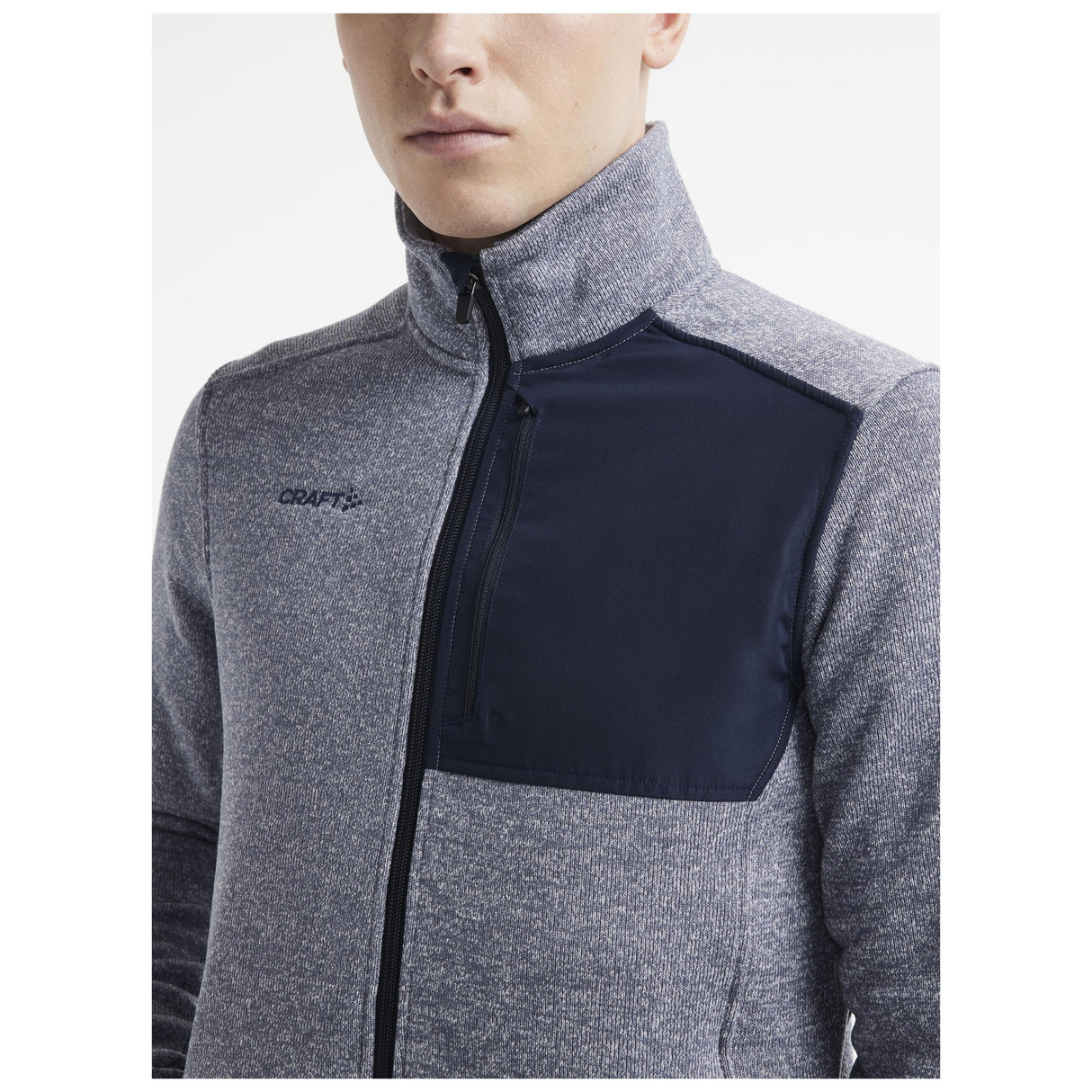 Adv Explore Heavy Fleece Jkt M - Grey Melange - Closeup 4