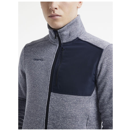 Adv Explore Heavy Fleece Jkt M - Grey Melange - Closeup 4