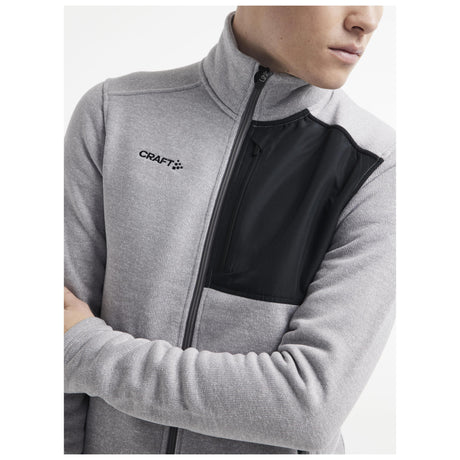 Adv Explore Heavy Fleece Jkt M - Grey Melange/Black - Closeup 3