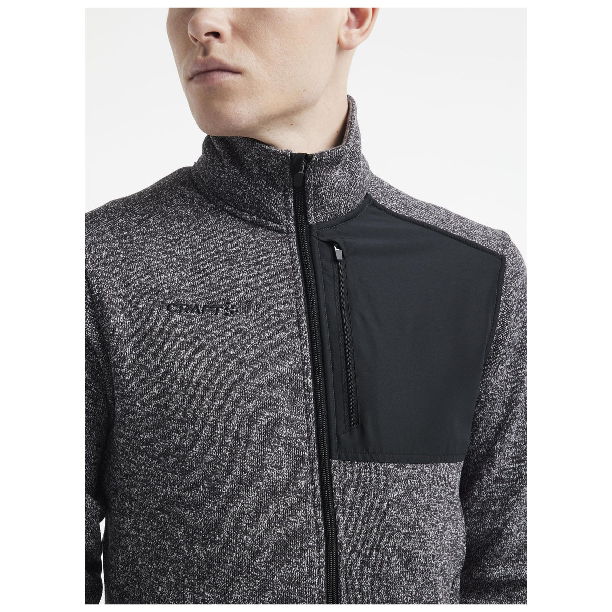 Adv Explore Heavy Fleece Jkt M - Black Melange - Closeup 3