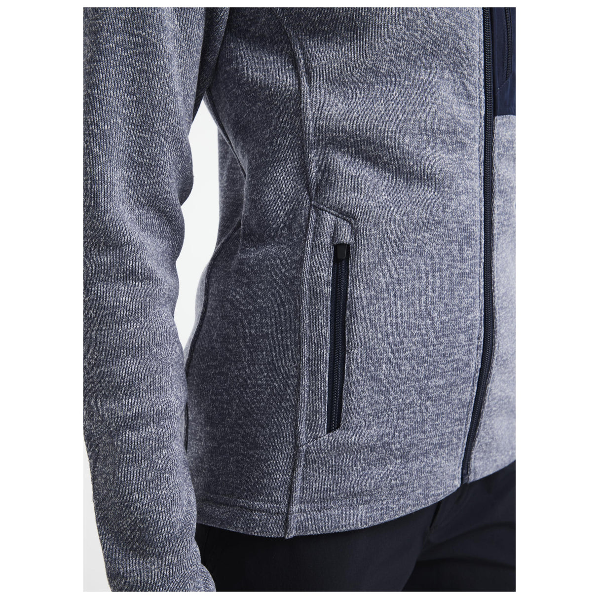 Adv Explore Heavy Fleece Jkt W - Grey Melange - Closeup 4
