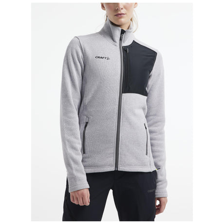 Adv Explore Heavy Fleece Jkt W - Grey Melange/Black - Closeup 1