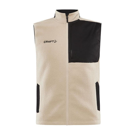 Adv Explore Pile Fleece Vest M - Beige/Black - Front