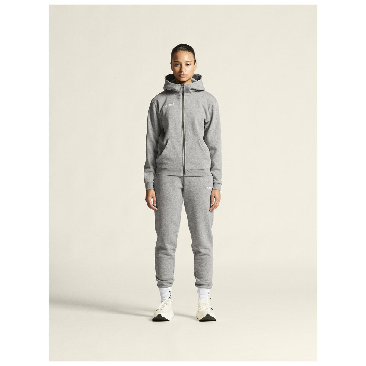 Community 2.0 Logo Fz Hoodie W - Grey Melange - Closeup 1