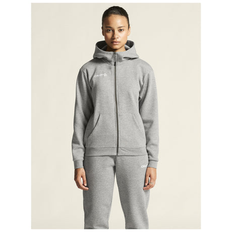 Community 2.0 Logo Fz Hoodie W - Grey Melange - Closeup 5