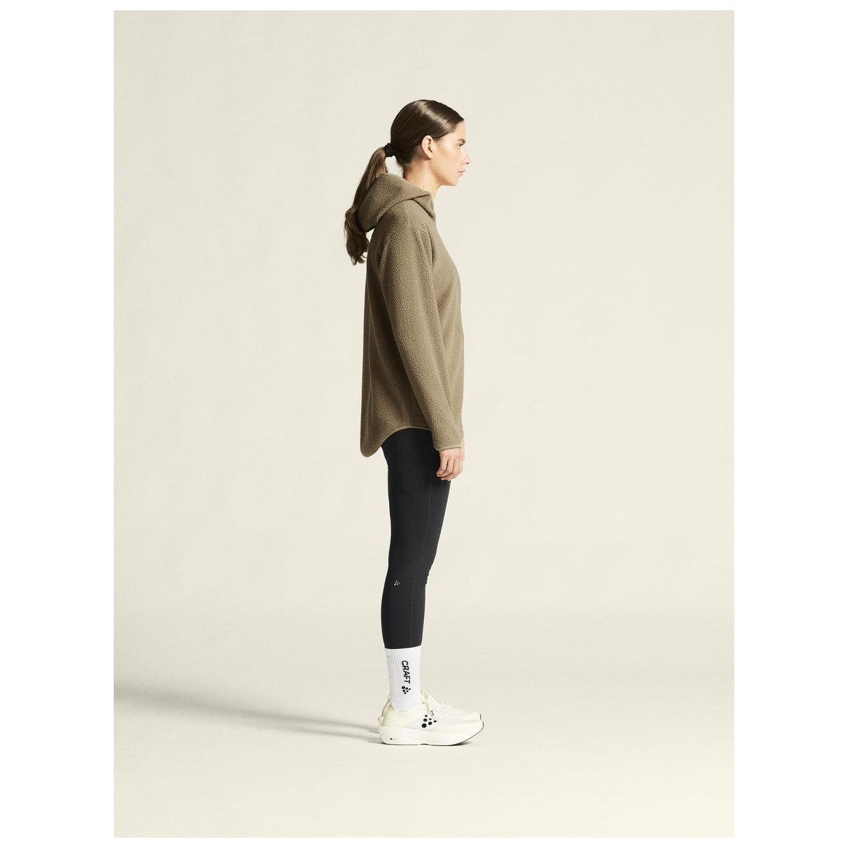 Join Pile Fleece Fz Hood W - Taupe - Closeup 2