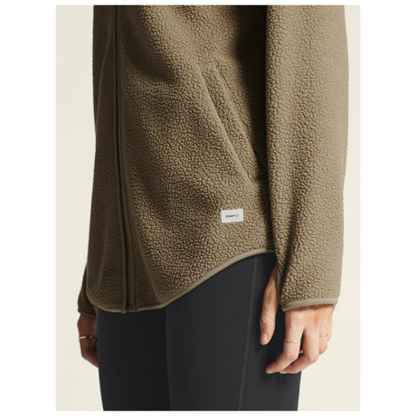 Join Pile Fleece Fz Hood W - Taupe - Closeup 6