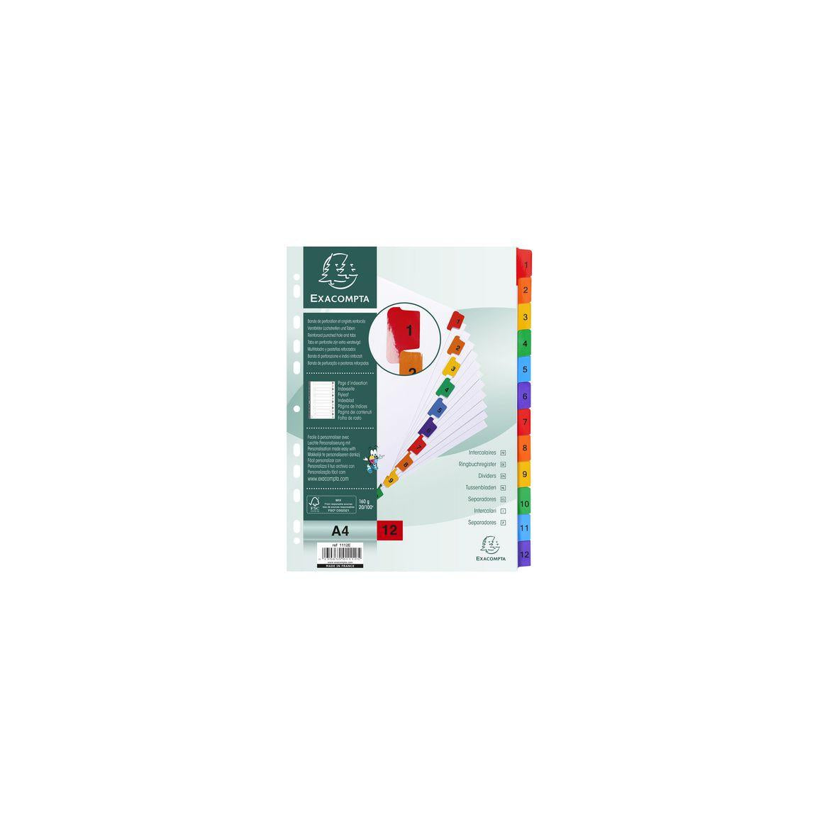 Cardboard register EXACOMPTA 1-12 multicolour