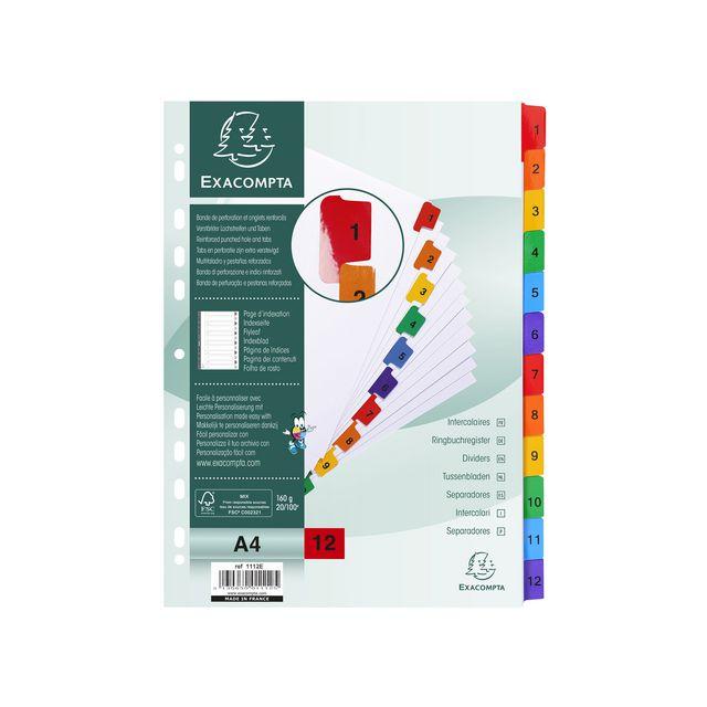 Cardboard register EXACOMPTA 1-12 multicolour