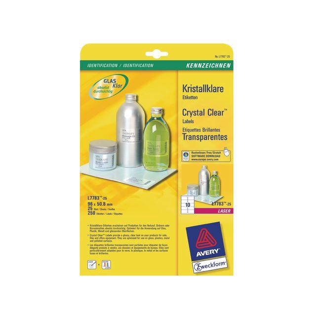 Label AVERY 96x50,8mm transp 250/pc